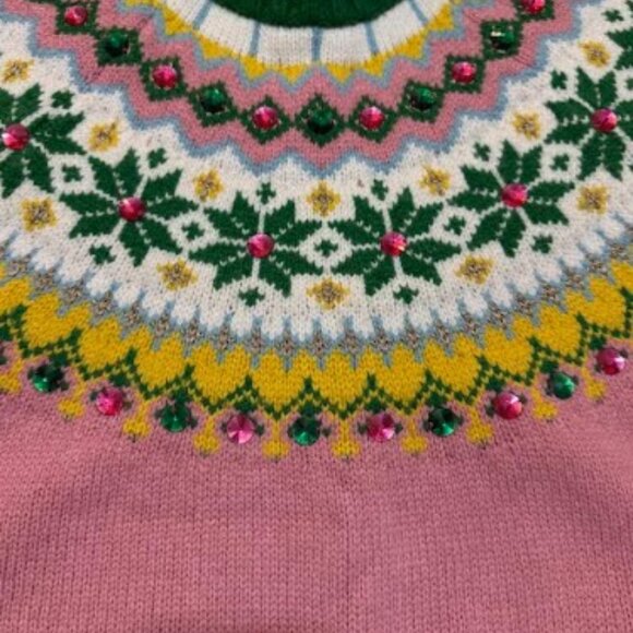 Boden Pink and Green Fair Isle Sweater - Picture 2 of 12